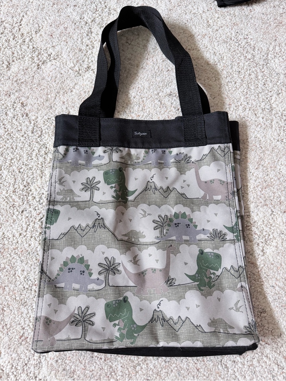 Thirty-One Kids Dino Print Tote Bag - Black & Green